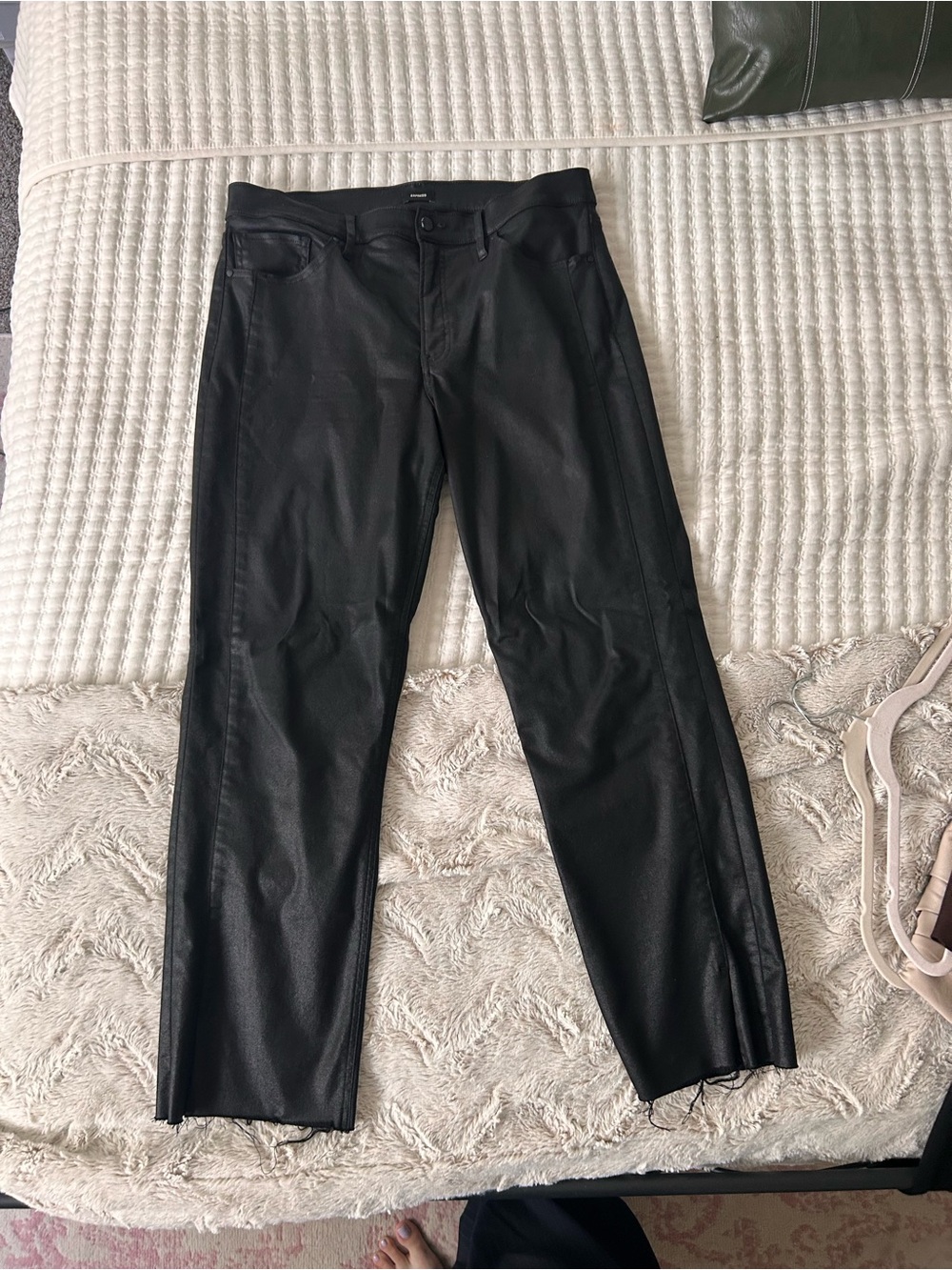 Express Black Straight Leg Faux Leather Jeans